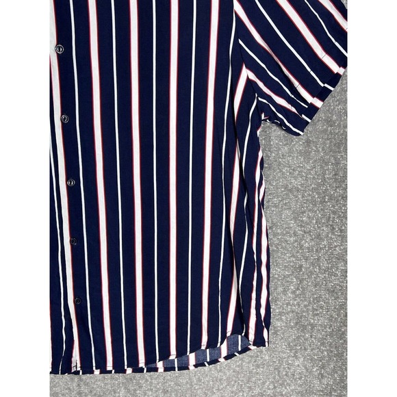 Denim & Flower Ricky Singh Blue Striped Short Sleeve Button Up Shirt Men Size XL - Picture 6 of 13